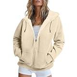 Fall Oversized Zip Up Hoodies for Women 2024 Casual Sports Long Sleeve Jackets Pullover Fleece Fashion Sweatshirts,Beige,4X-Large,Day of Prime Deal,Prime Deals October 11-12,My Orders