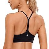 CRZ YOGA Butterluxe Womens Y Back Sports Bra - Padded Racerback Low Impact Spaghetti Thin Strap Workout Yoga Bra Black Medium