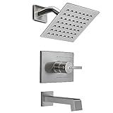 SOOOHOT Bathtub Shower Systems, Tub and Shower Faucet Set Combo with 6 Inch Brushed Nickel Shower Faucet Set, Shower Tub Faucets Sets Complete (Valve Included)