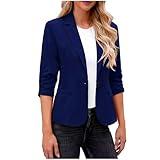 HRAPDA Prime Big Deal Days Discount Blazers for Women 2024 Casual Solid Color Lapel Collar Suit Jackets Tops Button Down 3/4 Sleeve Blazer Outfit