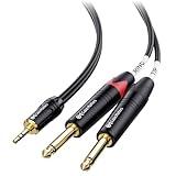 Cable Matters 3.5mm TRS to Dual 6.35mm TS Breakout Cable 6 ft, 1/8 to 1/4 Stereo Cable, Y Splitter 3.5mm to 1/4 Cable, 1/4 to 1/8 Audio Cable - 6 Feet