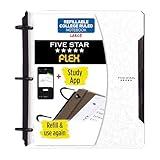 Five Star Flex Refillable Notebook + Study App, College Ruled Paper, 1 Inch TechLock Rings, Pockets, Tabs and Dividers, 200 Sheet Capacity, White (29328AE2)