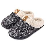 ULTRAIDEAS Women's Indoor Bedroom Slipper with Memory Foam, Gift for Women, Wool-Like House Shoe with Anti-Skid Rubber Sole for Ladies (7-8, Grey)