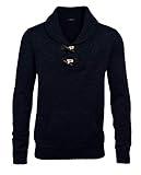 COOFANDY Men's Knitted Slim Fit Shawl Collar Sweater Long Sleeve Pullover (Black, X-Large)