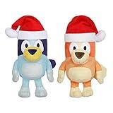 Bluey 7-8" Plush Soft Toy Bundle Includes Festive and Bingo Christmas Holidays Season Plush with Santa Hats