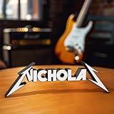 Heavy Metal Music Name Plate Personalized - Custom Name in 3D Printed Unique Music for Desk Decor, Cool Gifts for Rock Music Lovers