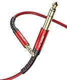 JSAUX Stereo Audio Cable, 6.35mm 1/4" Male to 3.5mm 1/8" Male TRS Bidirectional Stereo Audio Cable Jack 4FT for Guitar, iPod, Laptop, Home Theater Devices, Speaker and Amplifiers-Red