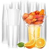 SiliFine 25 Sets of Drink and Snack Cup with Straws Set Disposable Plastic Stadium Tumbler with Snack Bowl Cup with Snack Holder Sip Snack Cups for French Fries Fried Chicken Fruit