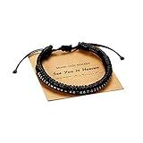 Vrsilver See You in Heaven Black Leather Bracelet, Morse Code Bracelet for Men's Jewelry, Sympathy Remembrance Gifts for Loss