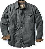 CQR Men's All Cotton Flannel Shirt, Long Sleeve Casual Button Up Plaid Shirt, Brushed Soft Outdoor Shirts, Solid Grey, Large