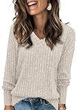 Heymiss Womens Sweaters Fall 2024 Long Sleeve Shirts Lightweight Sweater Apricot L