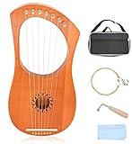 Lyre Harp 7 String, 7 Metal Strings Lye Harp Bone Saddle Mahogany with Tuning Wrench and Black Gig Bag.