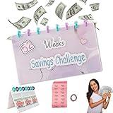 Kcsznk Savings Binder l 52 Week Savings Challenge, Reusable Budget Book with Cash Envelopes, Frosted Cover Money Organizer for Cash, Budget Book Planner, Money Binder for Saving