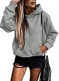 SHEWIN Womens Hoodies Casual Long Sleeve Solid Lightweight Hoodie Pullover Tops Soft Loose Hooded Sweatshirt Fall Clothes for Women 2024,US 4-6(S),Grey