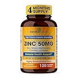 Zinc 50mg Supplement 120 Vegetarian Capsules, Zinc Highly Absorbable Supplements for Immune Support, Gluten Free