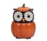 Cosmos Gifts Halloween Pumpkin Owl Candy Jar, 5" x 4 5/8" x 6 5/8"H, Black and Orange