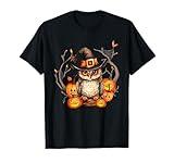 Owl Witch Hat Pumpkin Spooky Halloween Kids Men Women T-Shirt