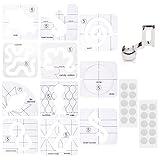 14 PCs Free Motion Quilting Template Set Includes 11 Quilting Templates 3mm, High Shank Ruler Foot, Non-Slip Grips, Free Motion Quilting Rulers and Templates for DIY Quilting on Sewing Machine