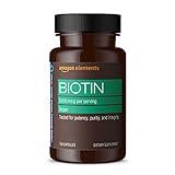 Amazon Elements Vegan Biotin 5000 mcg - Hair, Skin, Nails, 130 Capsules (4 month supply) (Packaging may vary)