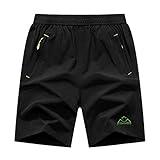 Rdruko Men's Outdoor Sports Hiking Shorts Lightwight Dry Fit Workout Running Shorts with Pockets(Black Green, US L)