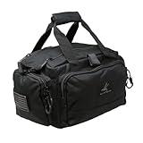 Exos Tactical Range Bag – Medium Size Range Bag for Shooting – Gun Case for Handguns, Ammo Bag, Tactical Range Bag, Molle Webbing, Free Subdued USA Patch, Designed in the USA (Black)