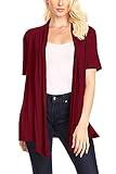 HEO CLOTHING Women's Plus Size/Reg Solid & Printed Open Front Draped Jacket Cardigan MADE IN USA, Hcd00004 Burgundy, XXX-Large