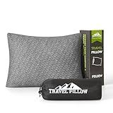 PEUJEW Small Shredded Memory Foam Pillow, Camping Pillow Travel Pillow - Compressible Medium Firm, Breathable Cover, Ideal Backpacking Hiking, Airplane and Car