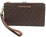 Michael Kors Jet Set Travel Double Zip Wristlet - Signature PVC (Brown / Acorn)