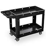 Our Modern Space Commercial Grade 2 Shelf Utility Cart with Wheels - Rolling Tool Cart, Heavy Duty Service Push Cart for Business Warehouse Office Restaurants Ecommerce Garage