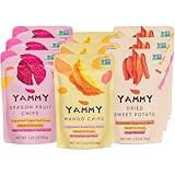 Yammy 1 Ingredient Superfood Snack (Variety Pack), Healthy Dried Sweet Potato Sticks, Mango Crisps, Dragon Fruit Chips, Exotic Like Freeze Dried Fruit, Low Calorie, Gluten Free, Vegan (Pack of 9)