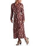 Lucky Brand Women's Dress - Front Button Down Long Sleeve Casual Dress - Boho Flowy Silhouette Mini for Women (S-XL), Size Small, Wine Floral- Midi