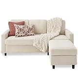 Best Choice Products Upholstered Sectional Sofa for Home, Apartment, Dorm, Bonus Room, Compact Spaces w/Chaise Lounge, 3-Seat, L-Shape Design, Reversible Ottoman Bench, 680lb Capacity - Ivory