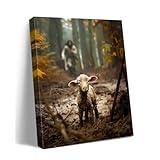 Jesus wall art decor Christian wall art,Jesus and Lamb Canvas Wall Art Jesus Running After Lost Lamb Picture Wall Art Canvas Print Christian Lamb of God Home Decor Jesus Saves the Lamb a lost lamb