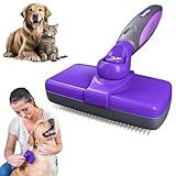 Hertzko Self-Cleaning Dog & Cat Slicker Brush for Pets with Long Or Short Hair, Dog Brush for Shedding Short Hair, Cat & Dog Grooming Brush, Cat Comb, Dog Comb, Deshedding Dog Brush - Purple