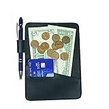 Hide & Drink, Thick Leather Check Presenter With Card Slot/Restaurant & Cafe Accessories/Bill Holder/Waiter/Waitress, Handmade (Charcoal Black)