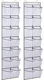 MISSLO Narrow Over the Door Shoe Organizer 14 Large Pockets Door Shoe Hanger Hanging Shoe Rack for Closet Cruise Ship Essential,White, 2 Pack