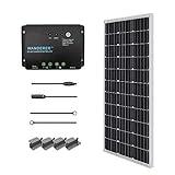 Renogy 100 Watt 12 Volt Solar Panel Starter Kit with 100W Monocrystalline Solar Panel + 30A PWM Charge Controller + Adaptor Kit + Tray Cables + Mounting Z Brackets for RV Boats Trailer Off-Grid System