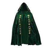 CosplayDiy Medieval Green Velvet Dress Cape Witch Cosplay Costume Robes Cloak Adult for Women