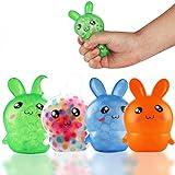 Easter Basket Stuffers, 4 Pack Squishy Easter Bunny Stress Balls for Adults, Easter Basket Stuffers, Easter Toys Stress Relief Fidget Balls ,Easter Basket Ideas Gifts