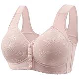 Daisy Bras for Older Women Front Closure Push up Bra No Underwire Front Opening Bra with Snaps Breathable Cotton Bras