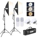 Torjim Softbox Photography Lighting Kit, 2Pcs 27" x 27" Professional Soft Box | 3000K-7500K 85W LED Bulbs with Remote, Photography Continuous Lighting Kit for Studio Lights, Portrait, Video Recording