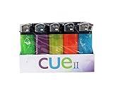 CUE II Classic Lighters, Assorted Colors, Regular Size, Long Lasting, 50-Count Tray