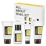 COSRX All About Snail Mucin Korean Skin Care Set, Mini Travel Essentials, Travel Size Gift Set with Snail Mucin Face Wash, Serum, Moisturizer & Eye Cream, Rejuvenating Kit