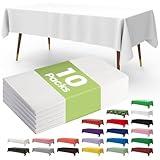 Pureegg Disposable Table Cloth - 10 Pack, 54 x 108 Inch Table Cloths for Parties, Decorative Tablecloths for Rectangle Tables, White Plastic Table Cover, Leakproof & Sturdy, White