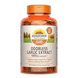 Sundown Odorless Garlic Supplement, 10 mg, Equivalent to 1000mg Garlic Bulb, 250 Softgels (Packaging May Vary)