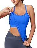 MathCat Workout Tank Tops for Women with Built in Bra, Sleeveless Gym Tops Seamless Racerback Athletic Yoga Shirts