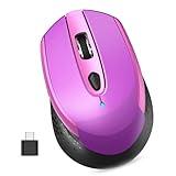 RaceGT USB C Wireless Computer Mouse, 2.4G Silent Cordless Mouse for Laptop, Type C Mouse with 6 Buttons and 3 Adjustable DPI for Laptop, Deskbtop, MacBook, PC