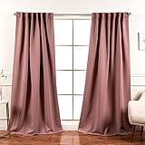 Best Home Fashion Premium Blackout Curtain Panels - Solid Thermal Insulated Window Treatment Blackout Drapes for Bedroom - Back Tab & Rod Pocket – Mauve - 52" W x 84" L - (Set of 2 Panels)