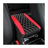 Car Center Console Cushion Pad, Universal Leather Waterproof Armrest Seat Box Cover Protector,Comfortable Car Decor Accessories Fit for Most Cars, Vehicles, SUVs (Red)