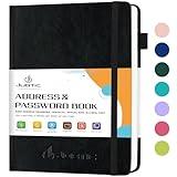 JUBTIC Address book with Alphabetical Tabs, Hardcover Password Keeper and Telephone Book Address Organizer Record Contacts, Internet Login Address Log book Journal Notebook for Home or Office-Black